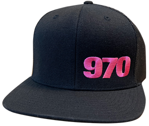 970 Flatbill Mesh Trucker - Black/Pink